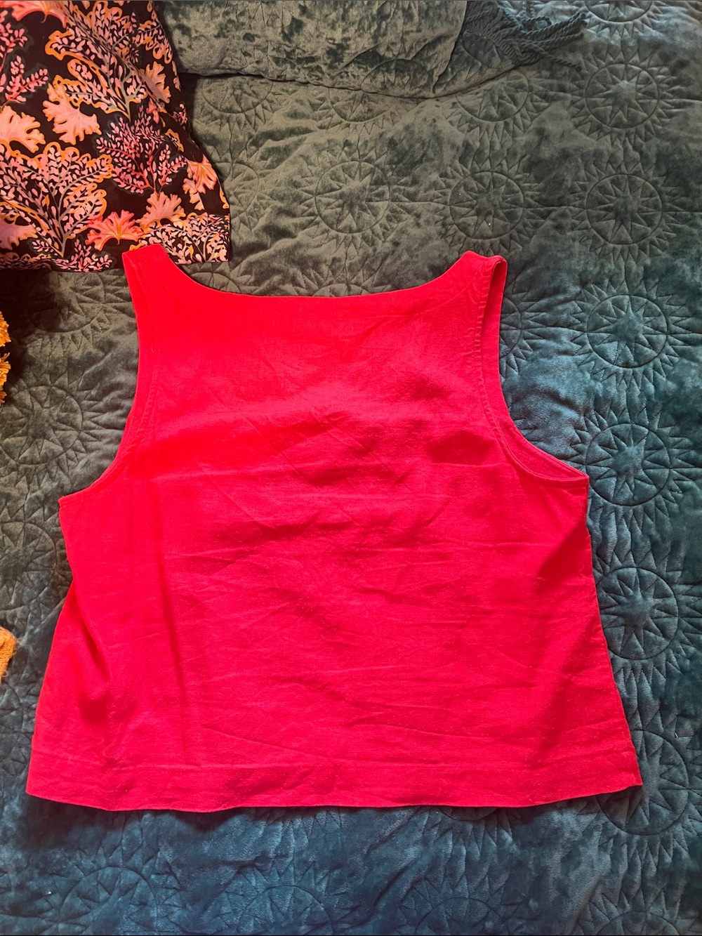 Old navy cropped red linen top size M - Picture 4 of 4